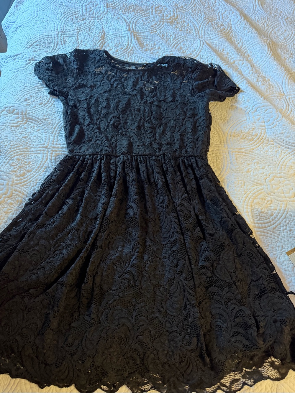 Alya Black Lace Short-Sleeve Party Dress